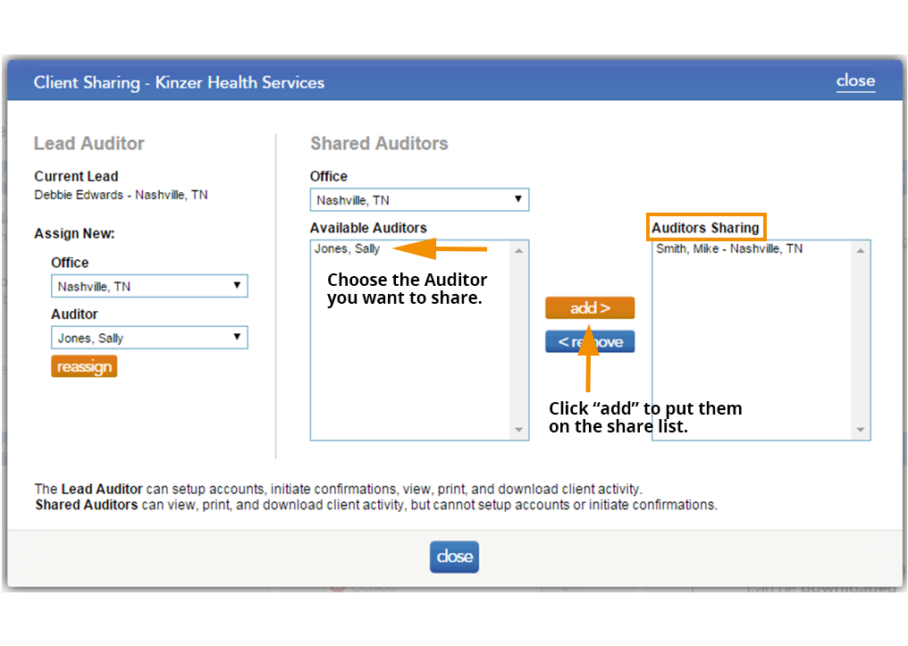 Share Clients - Choose the Auditor